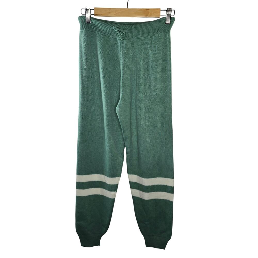 Sobe Green And White Stripe Knit Joggers Pants